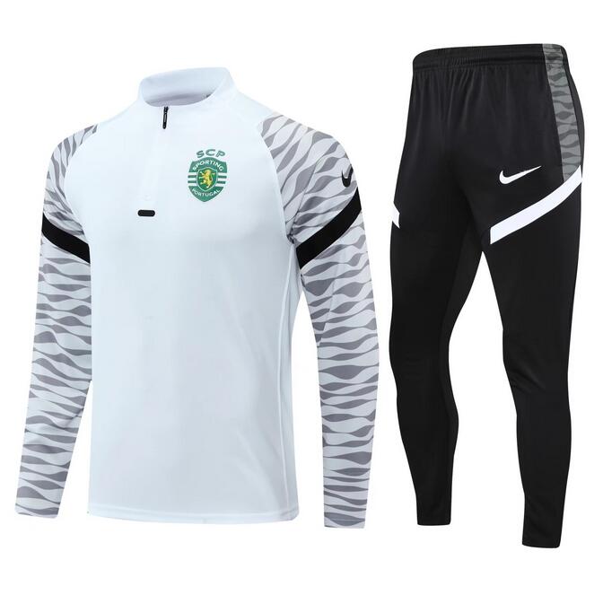 2021/22 Sporting Lisbon White Training Kits Sweatshirt with Pants